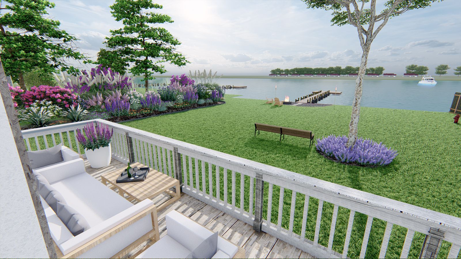 backyard landscape design ideas for a house on a lake 