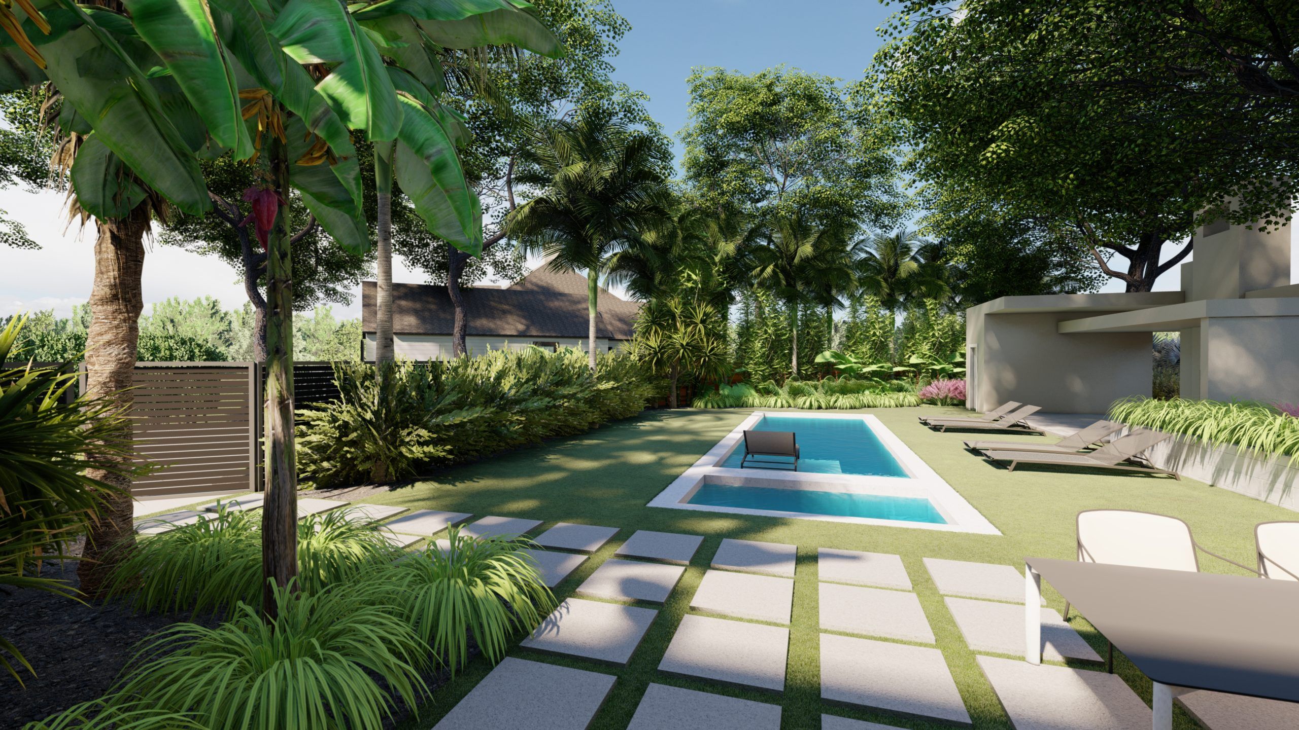 backyard pool with pavers