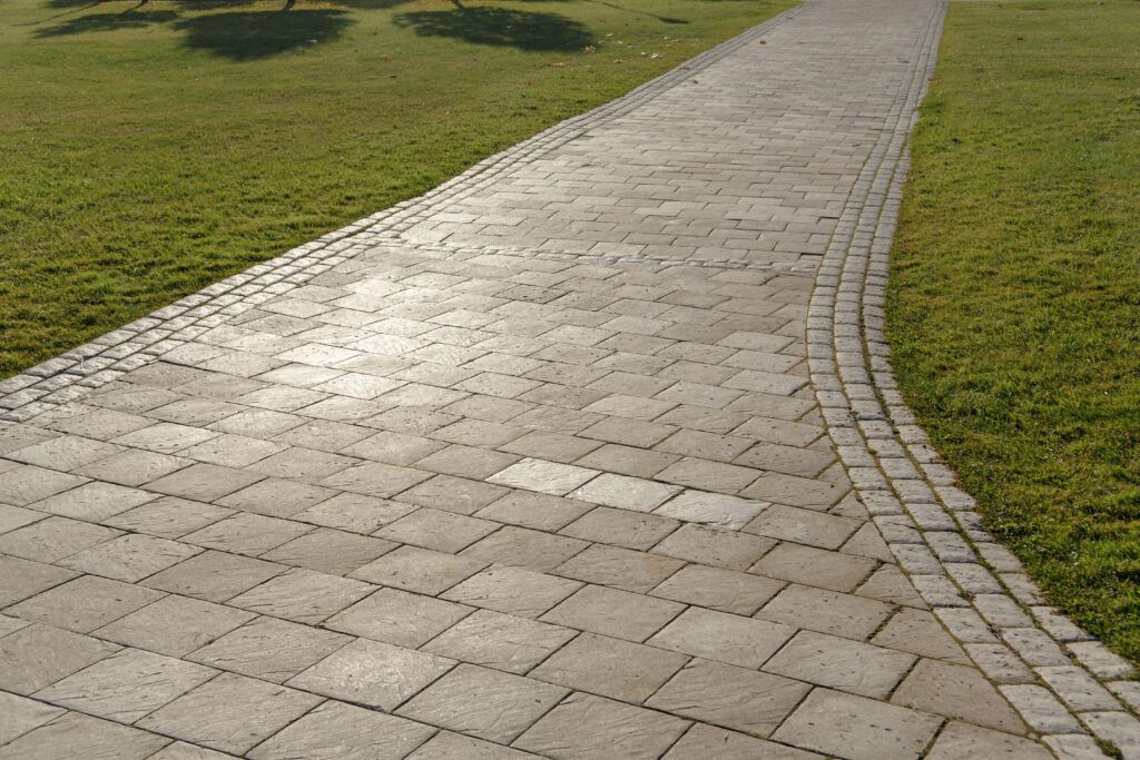 concrete pavers as a front yard walkway option