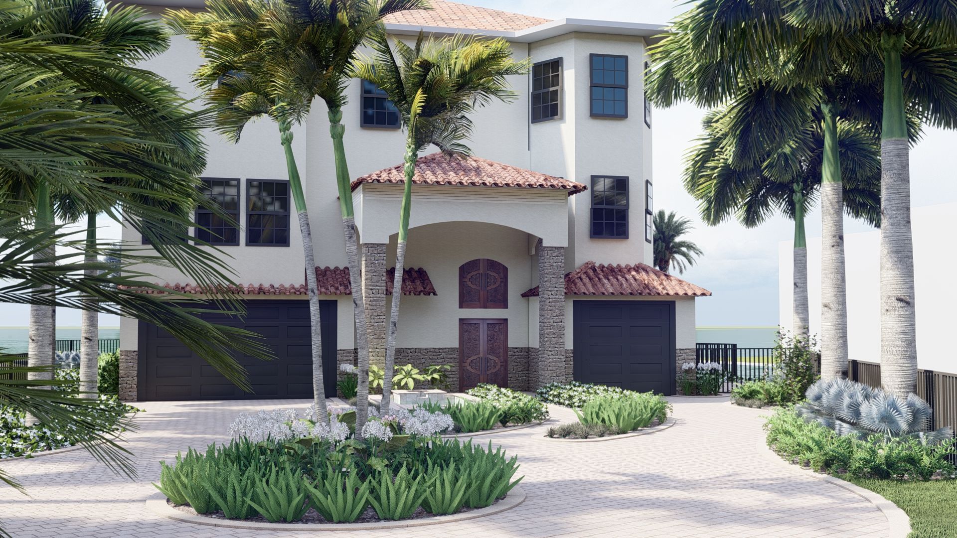 front yard landscapes with palm trees 