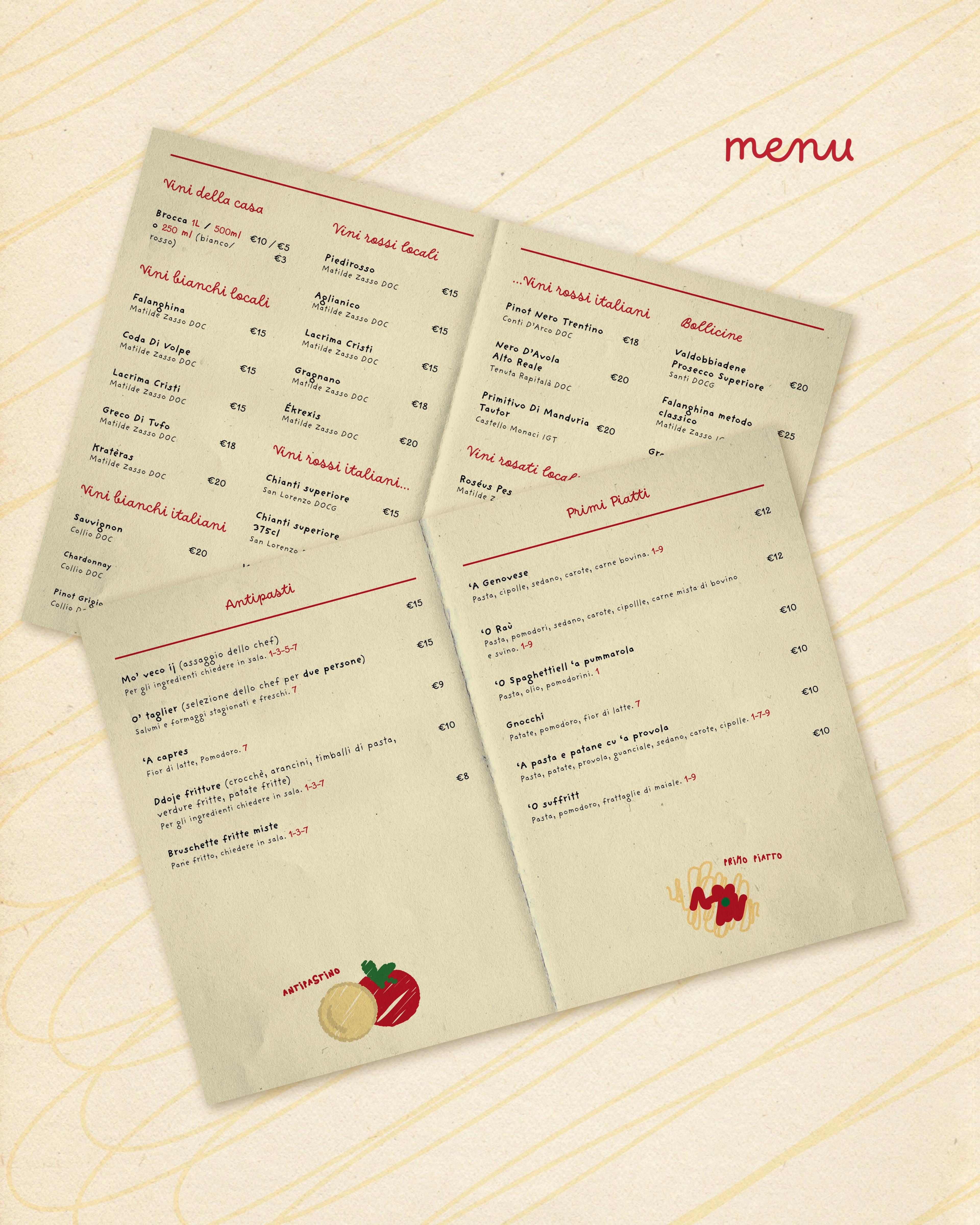 menu aperti