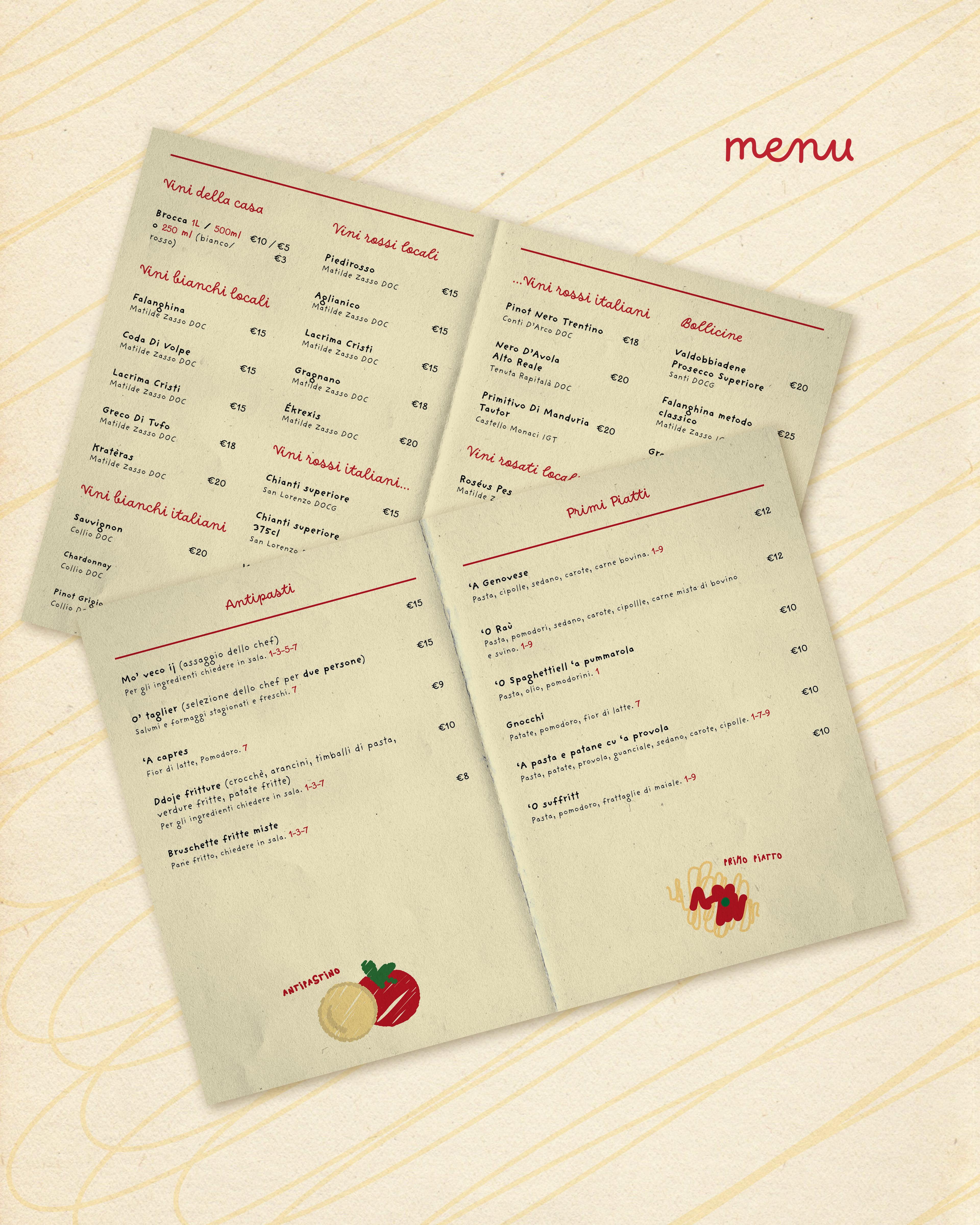 menu aperti