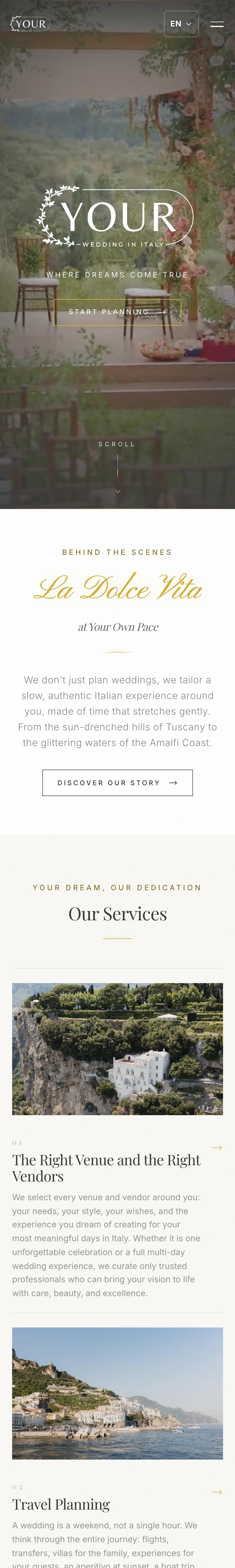 Home di Your Wedding in Italy su smartphone