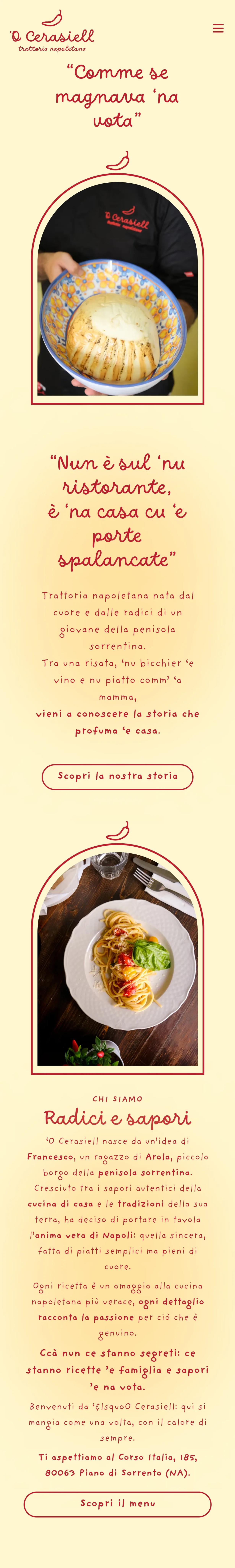 Home di 'O Cerasiell su smartphone