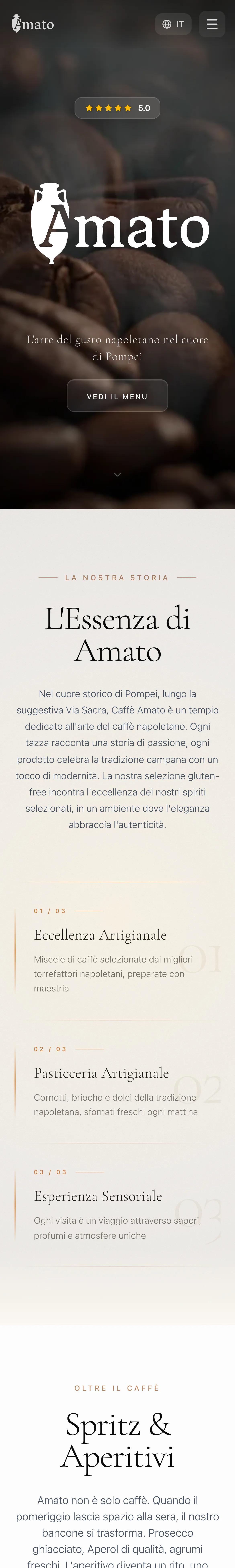 Home di Amato cafe & spritz su smartphone