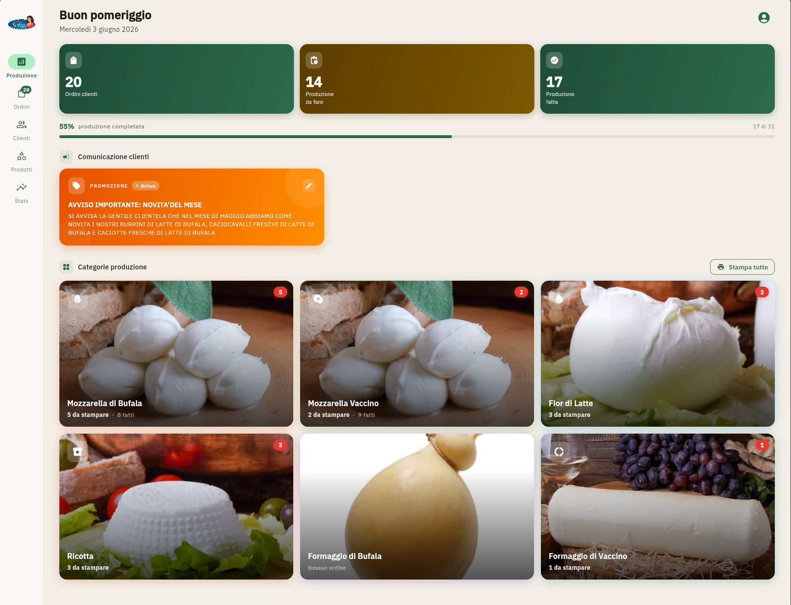 Gestionale per caseifici e produzione alimentare
