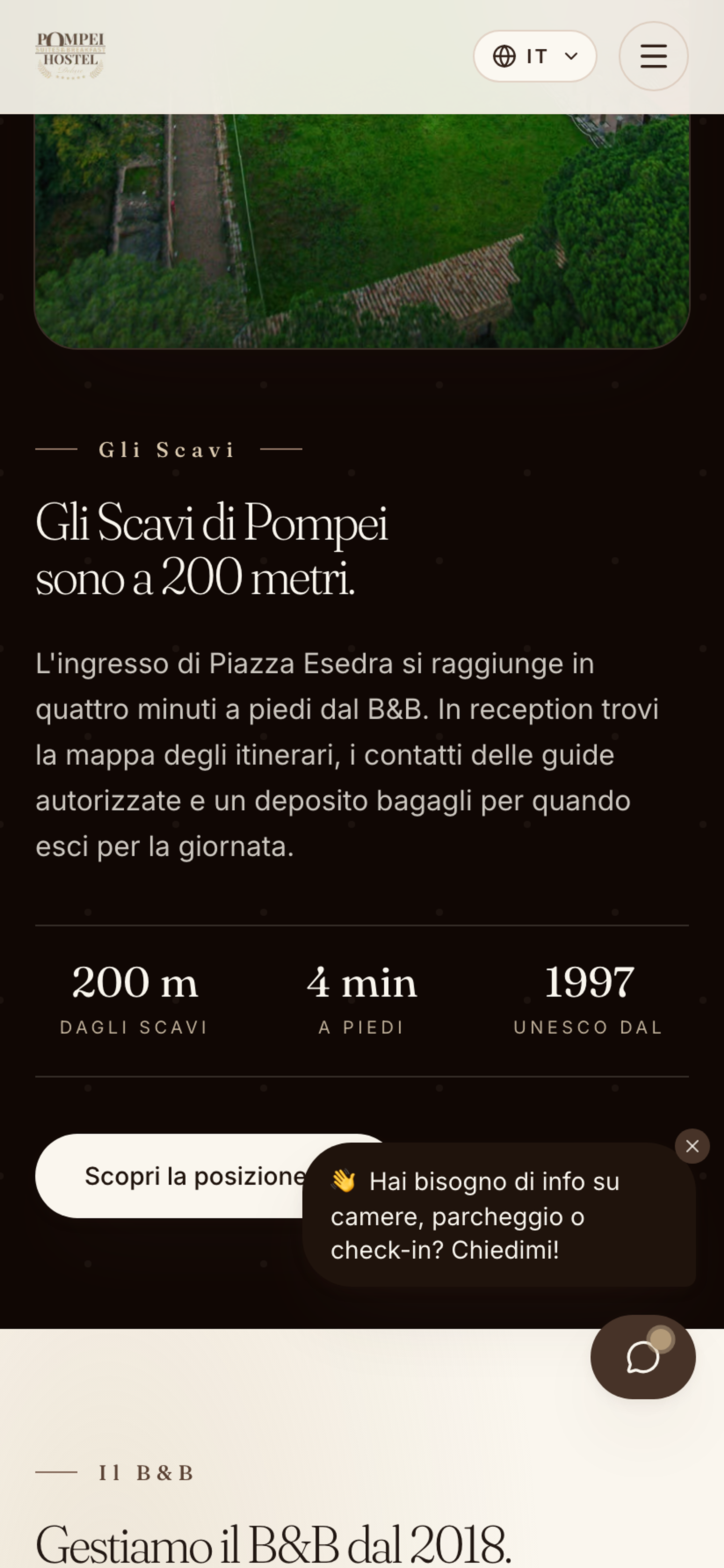 Posizione a 200 metri dagli Scavi con statistiche, su mobile