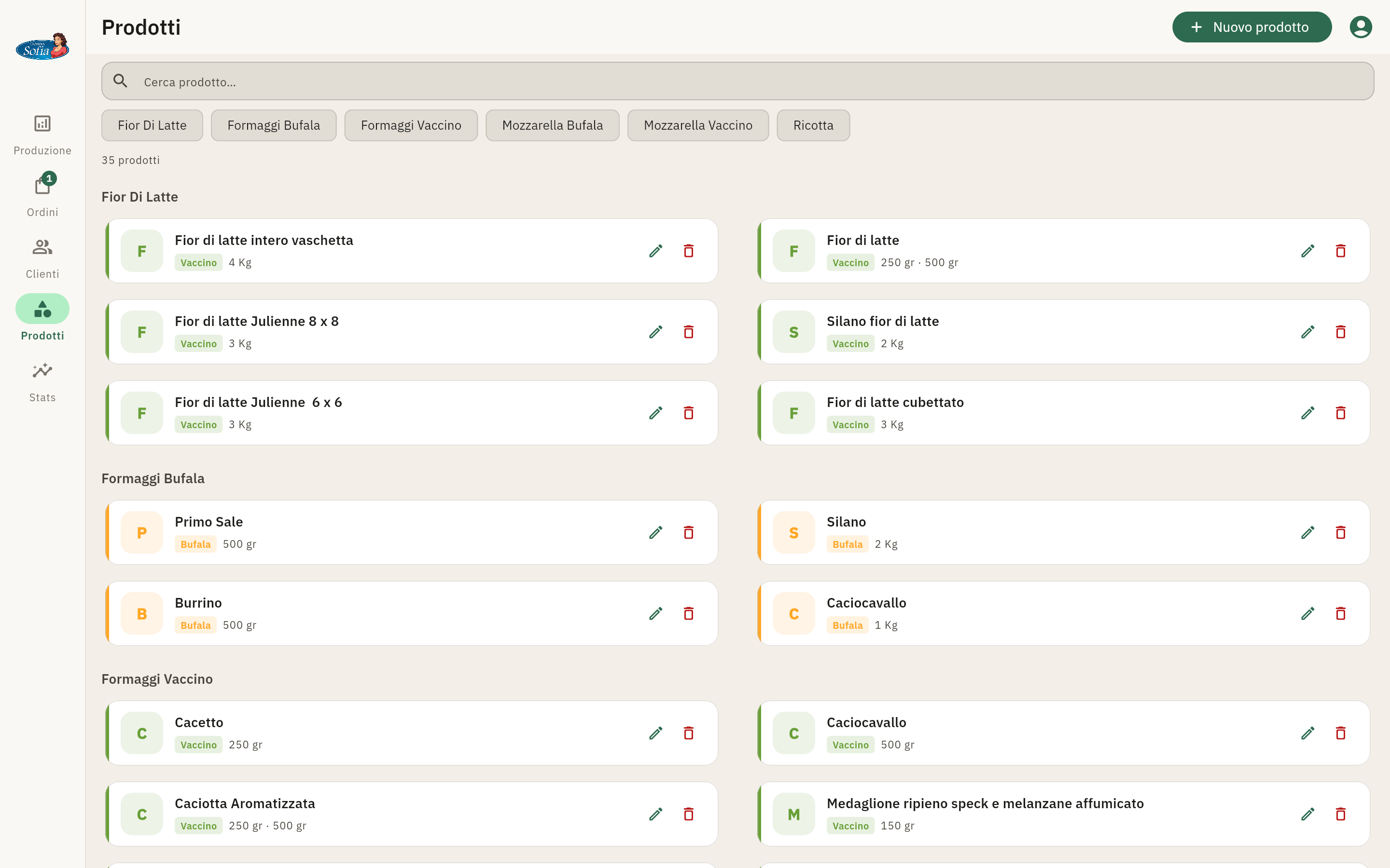 FilieraPro — catalogo prodotti per categoria e formato