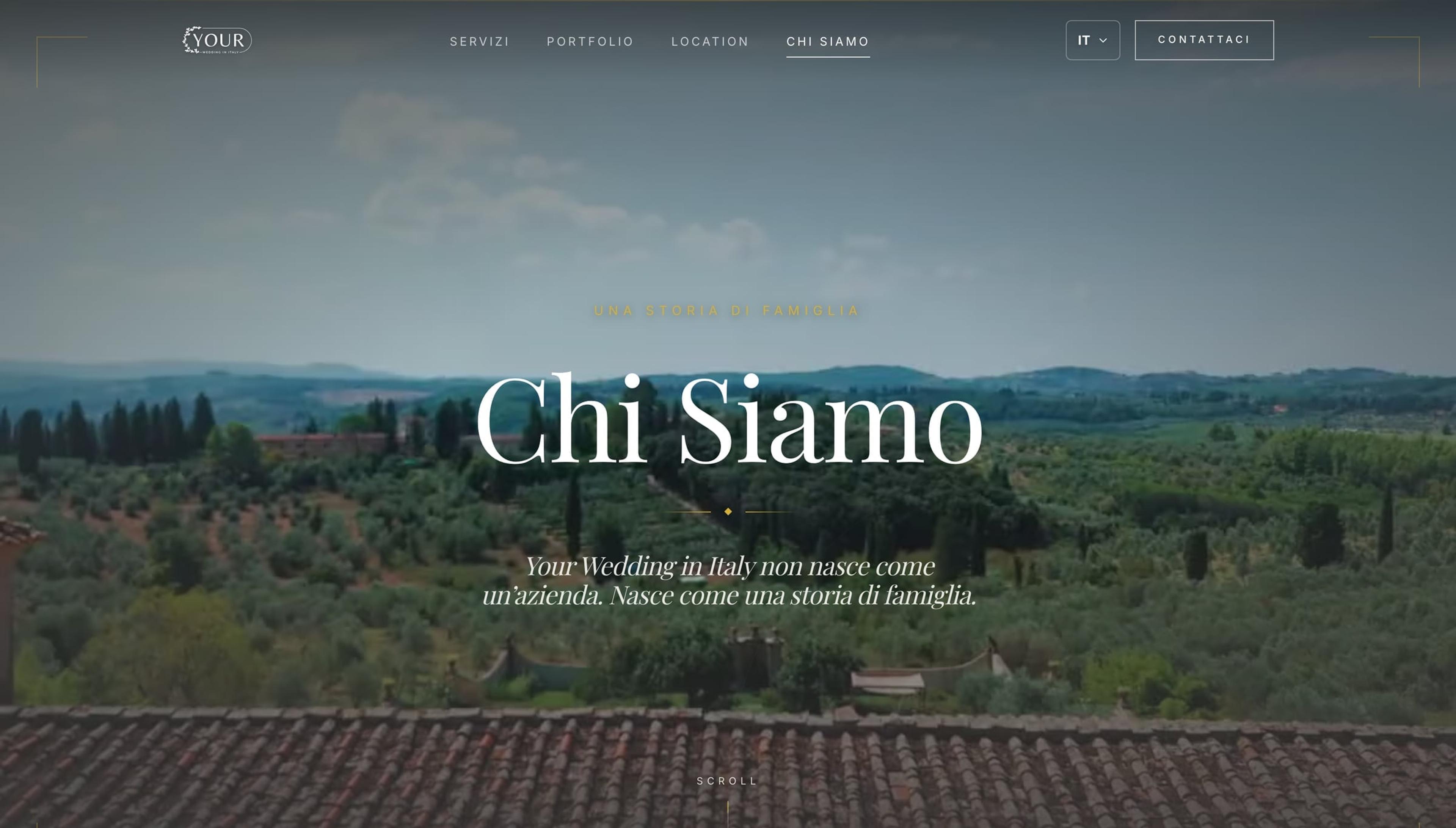 Pagina Chi siamo con panorama delle colline toscane