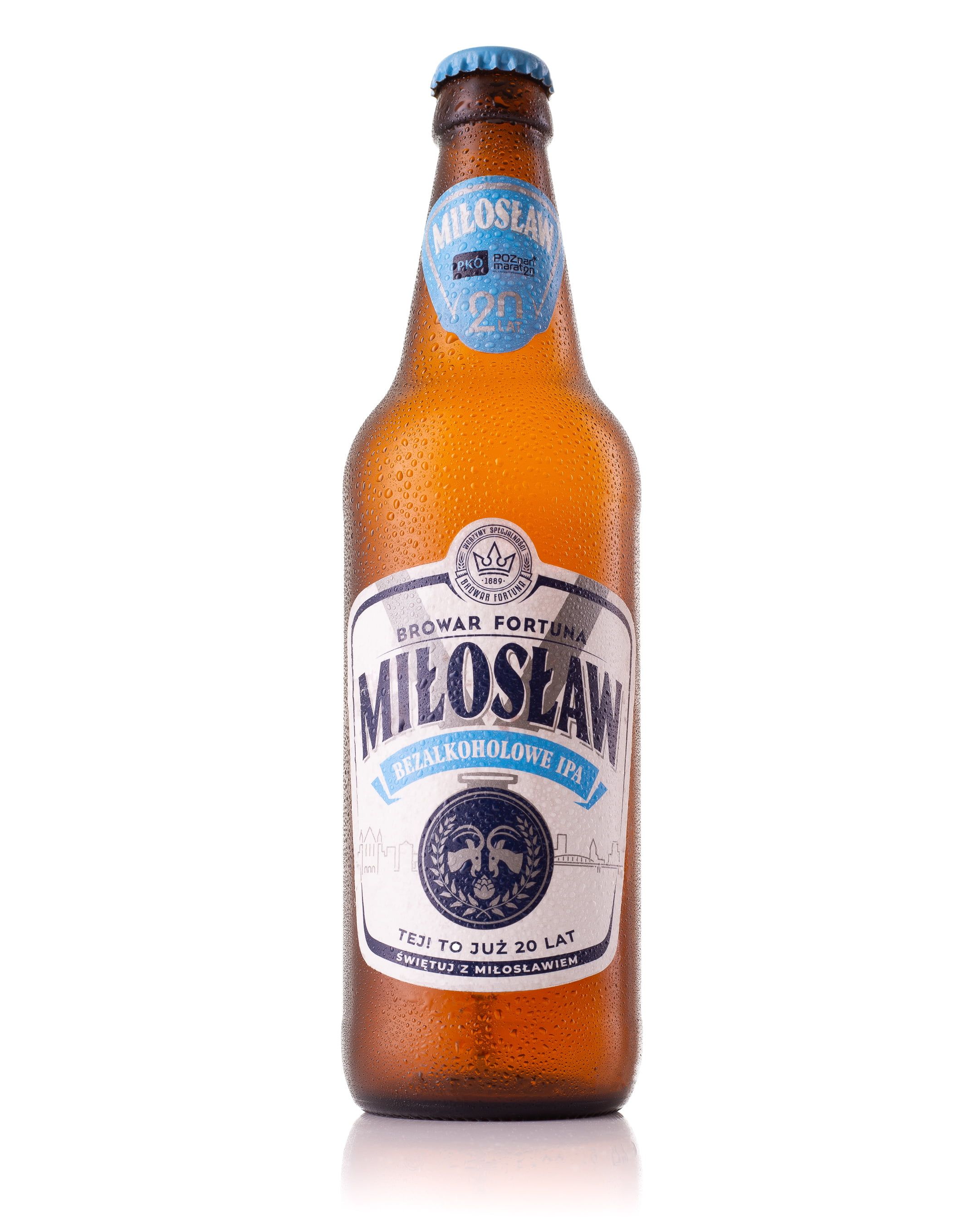 Zdjęcie na białym tle butelki piwa