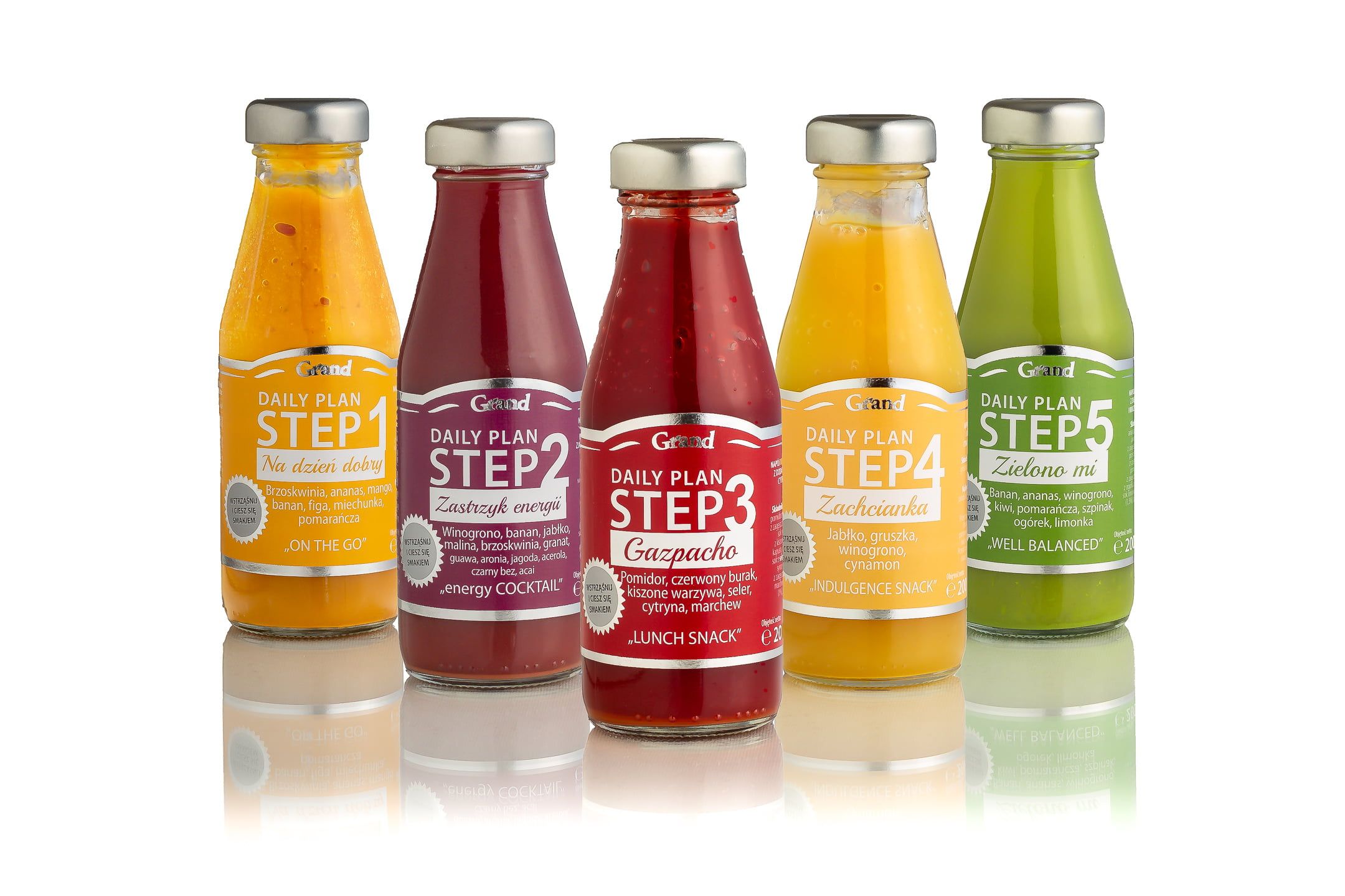 Zdjęcie packshotowe 5 butelek napoju