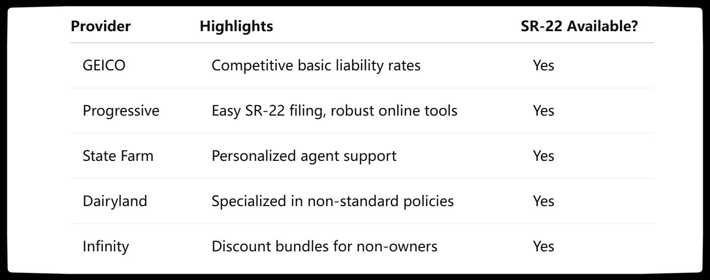 Top Non‑Owner Car Insurance Companies