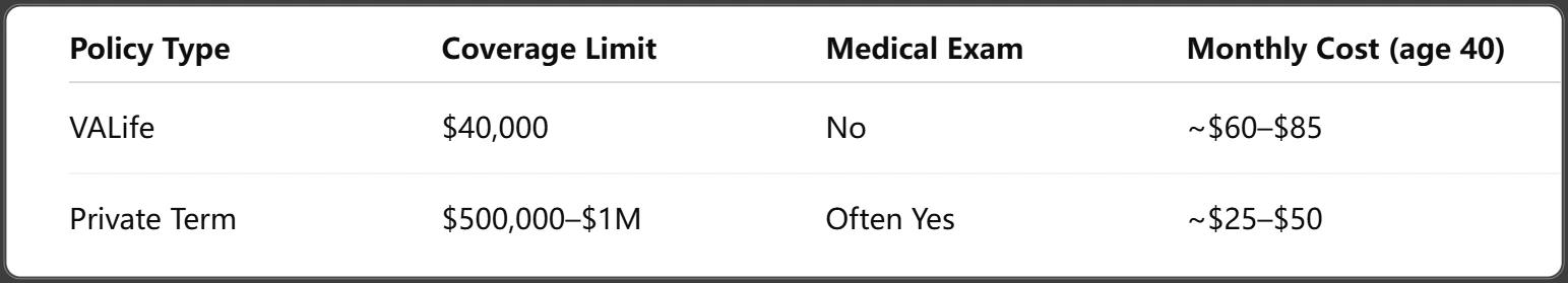 Comparing VA Life Insurance to Private Market Options