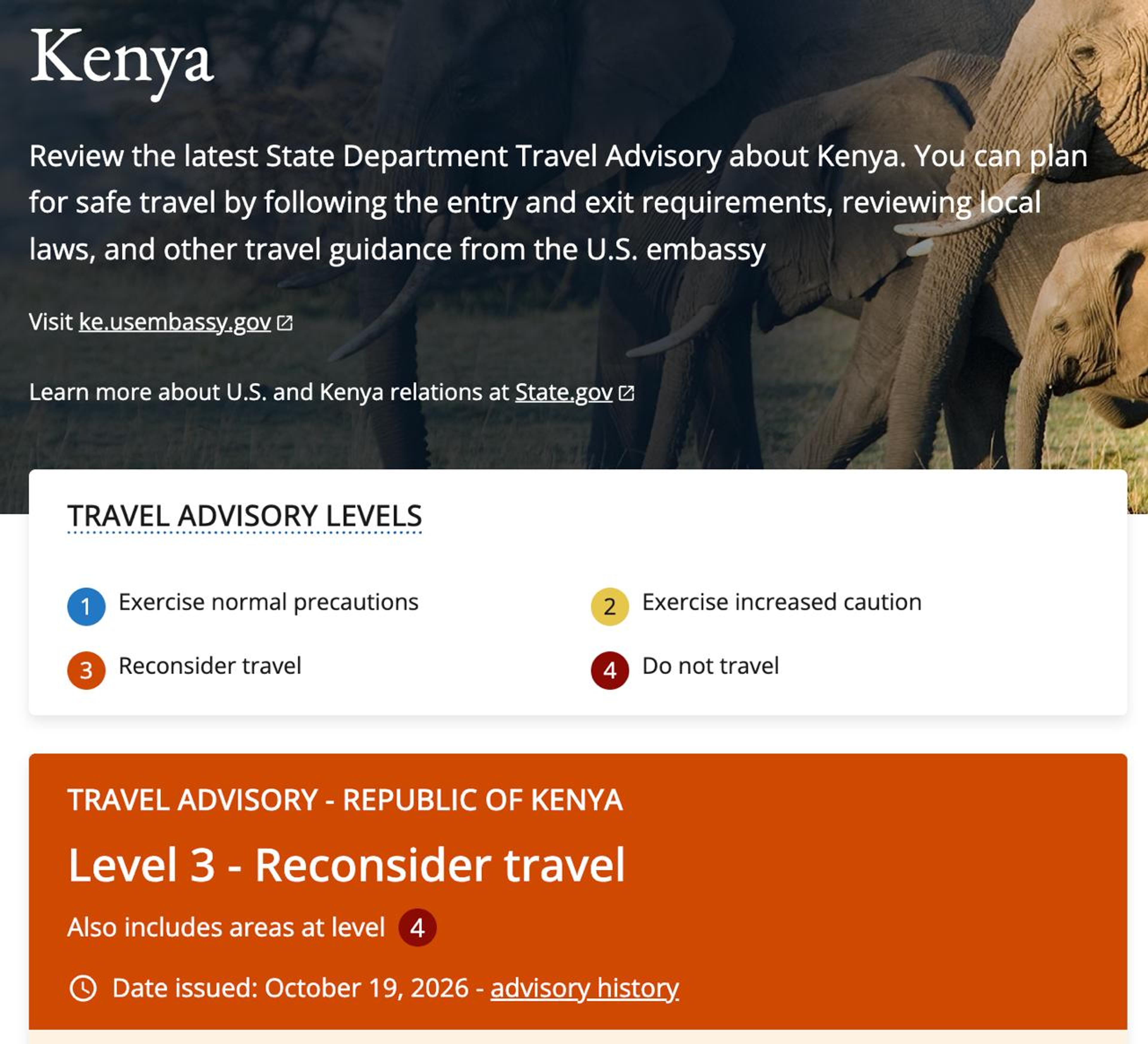 State Department increases travel advisory to Level 3