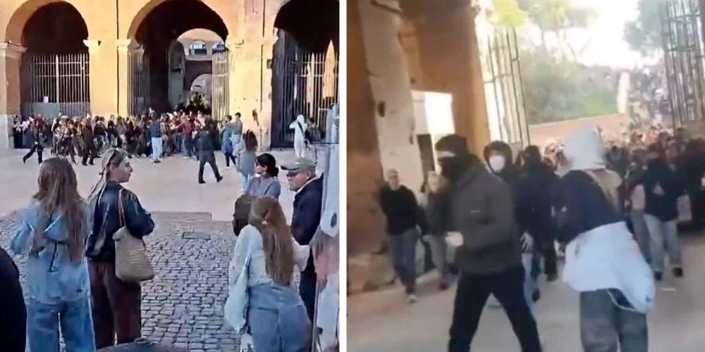 Rioters storm Rome's Colosseum