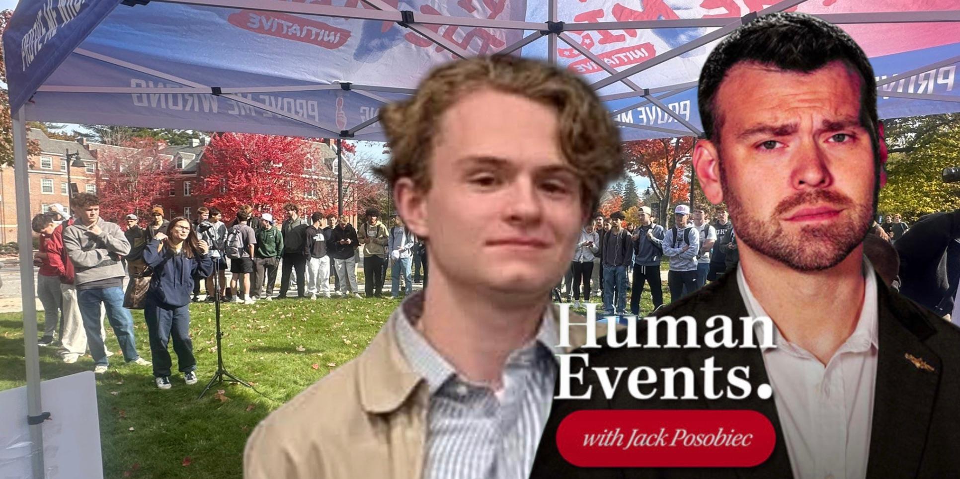 Human Events Daily host Jack Posobiec and TPUSA UNH chapter president Caleb Brower