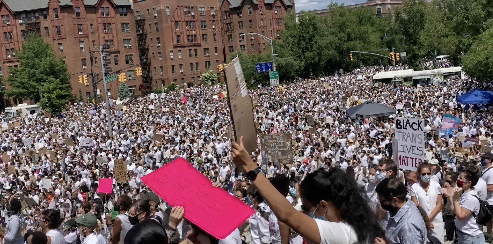 Protest for "black trans lives," Brooklyn Museum, June 2020