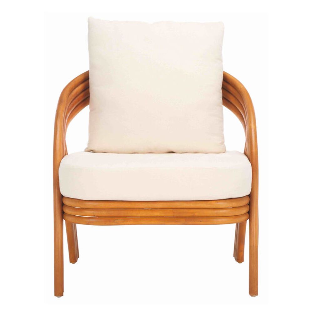 Oakleigh Rattan and White Linen Upholstered Chair