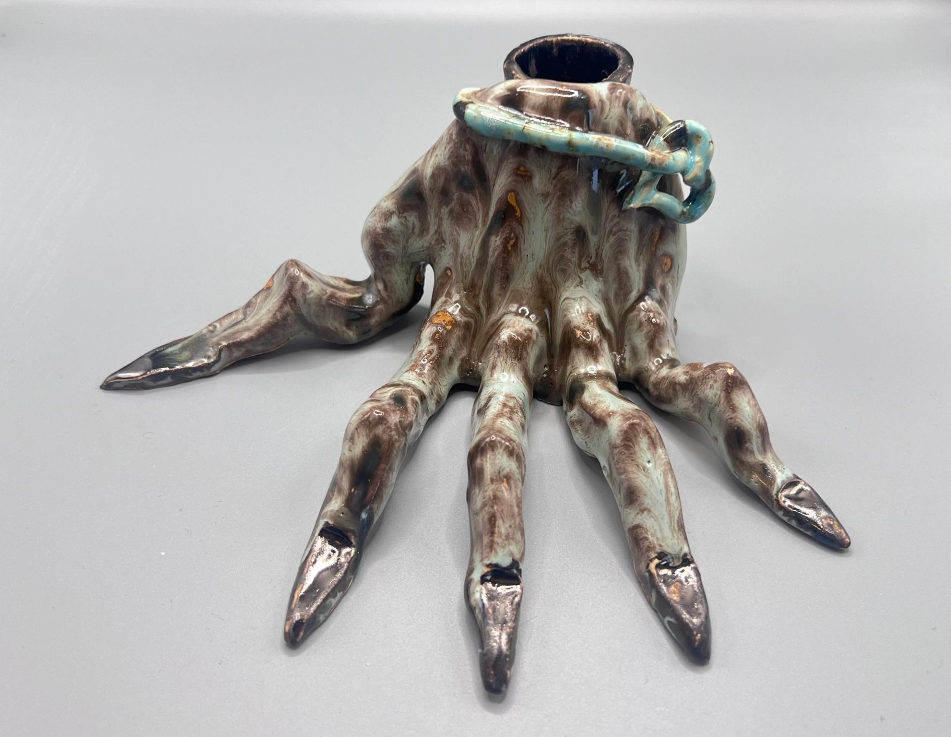 Hand Study IV, 2025 Glazed ceramic (candle holder), 14,2 x 10,5 x 12,5 cm