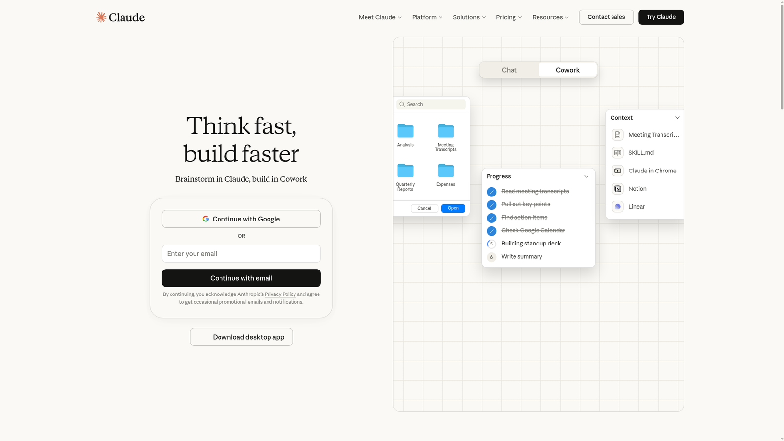 Claude homepage