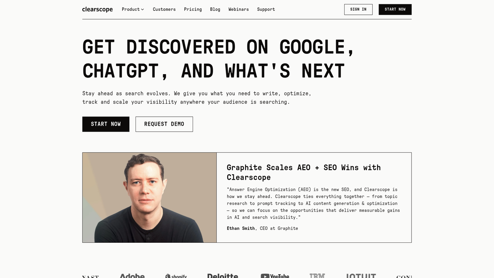 Clearscope homepage
