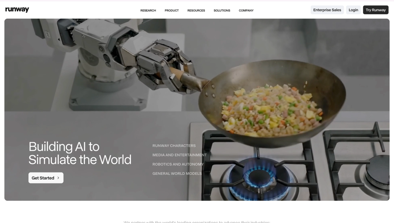 Runway's homepage