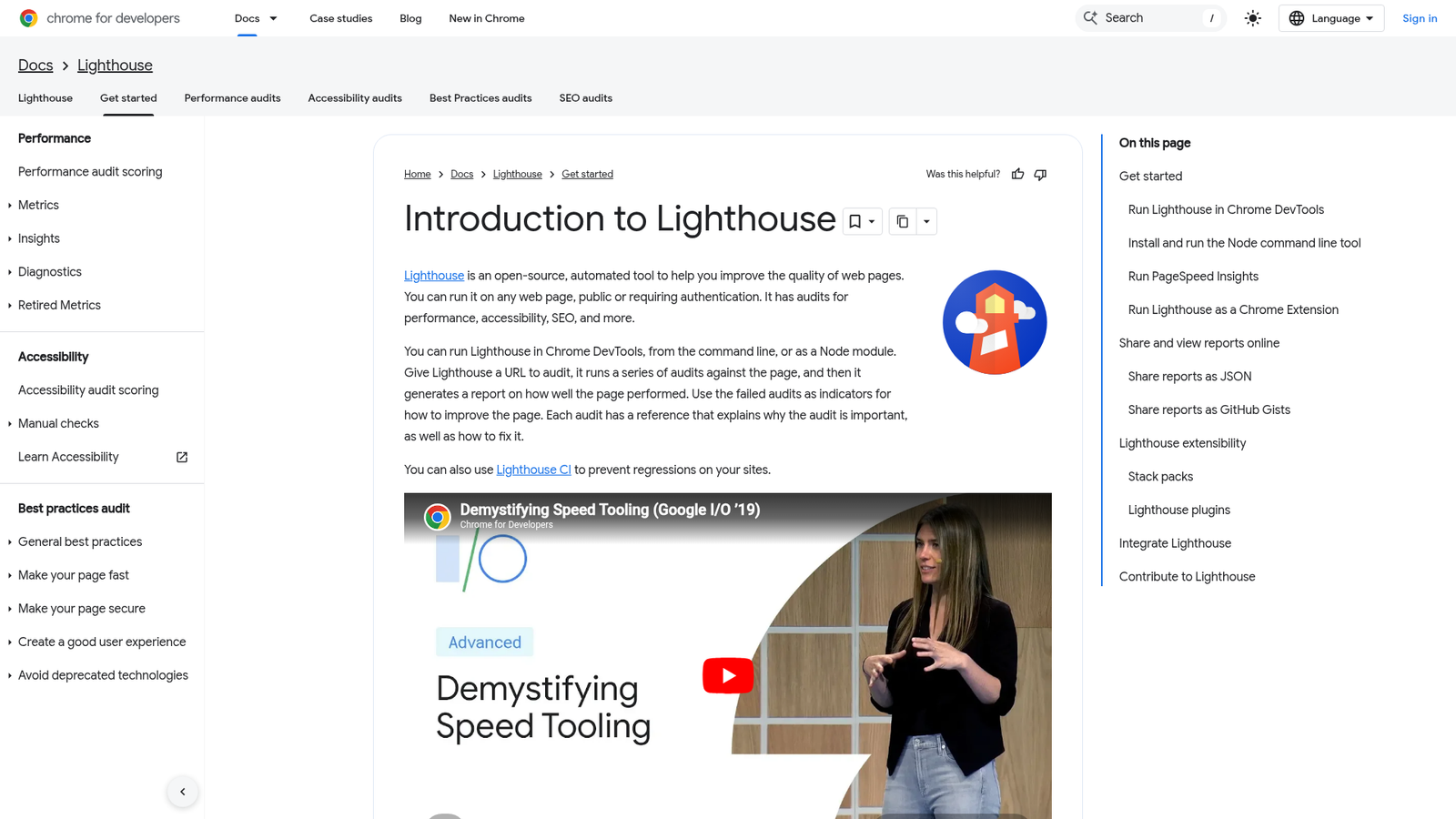 Lighthouse homepage
