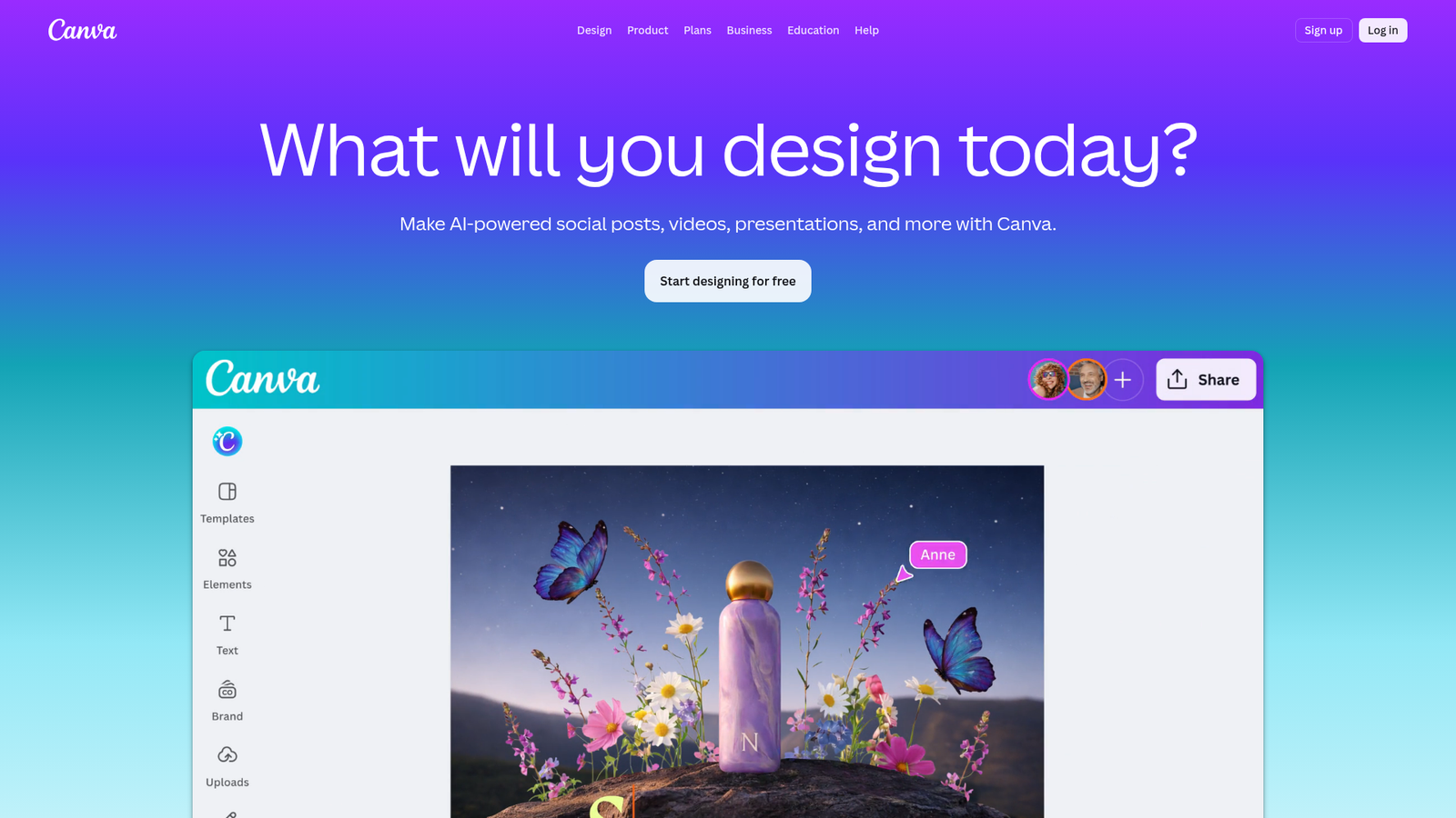 Canva homepage