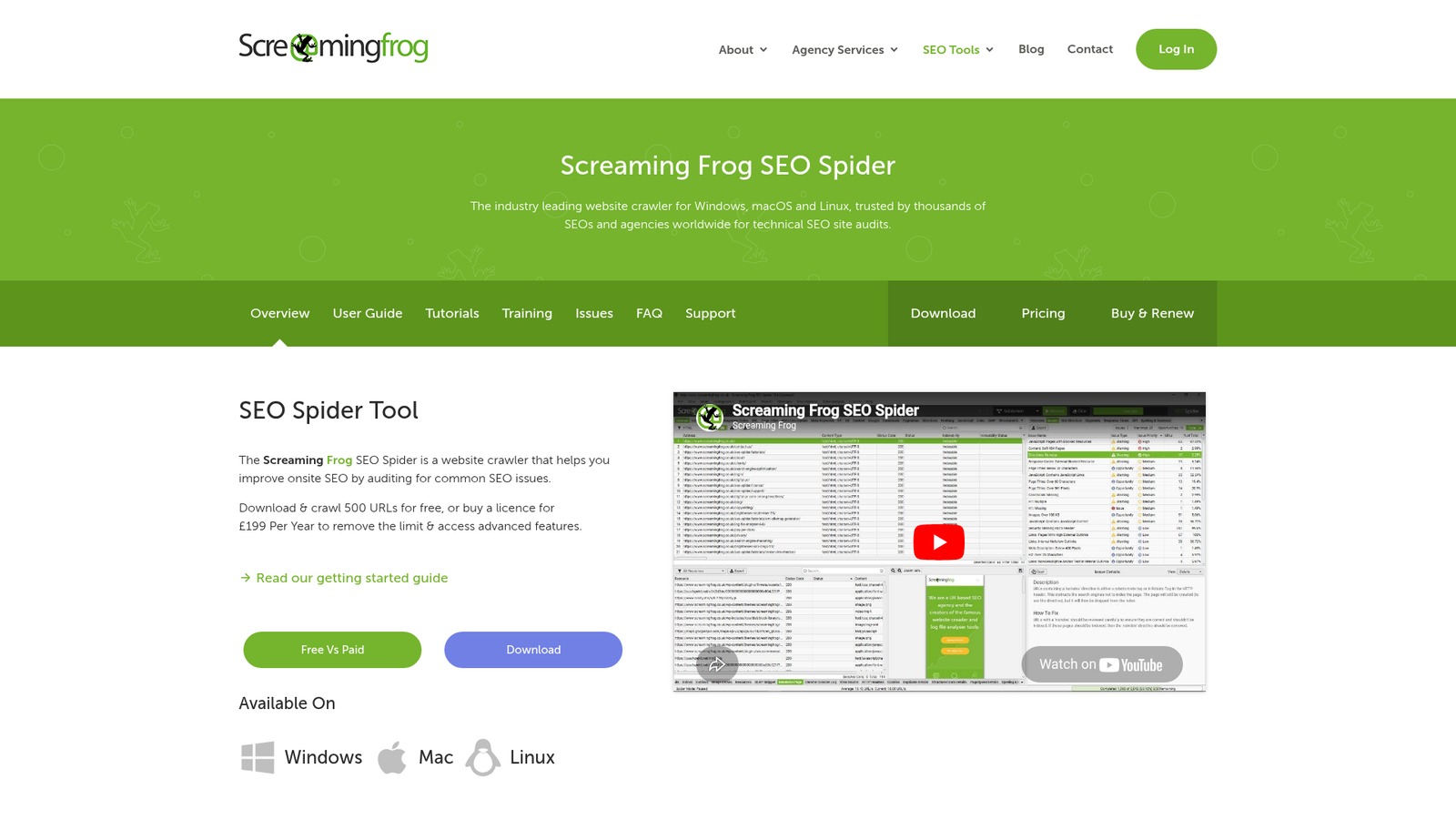 Screaming Frog homepage