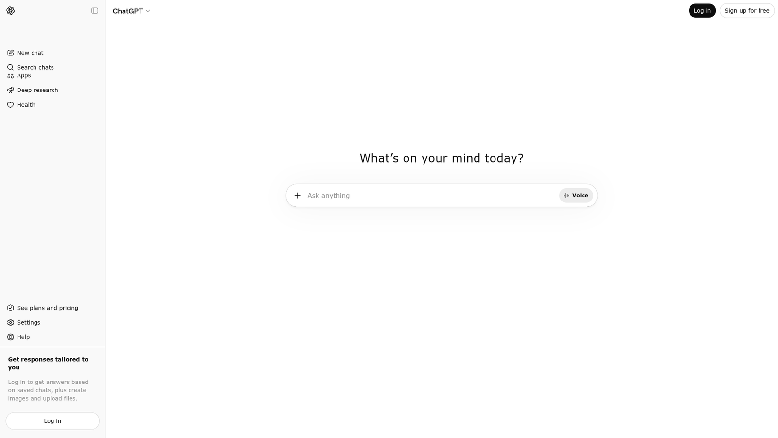 ChatGPT (OpenAI) homepage
