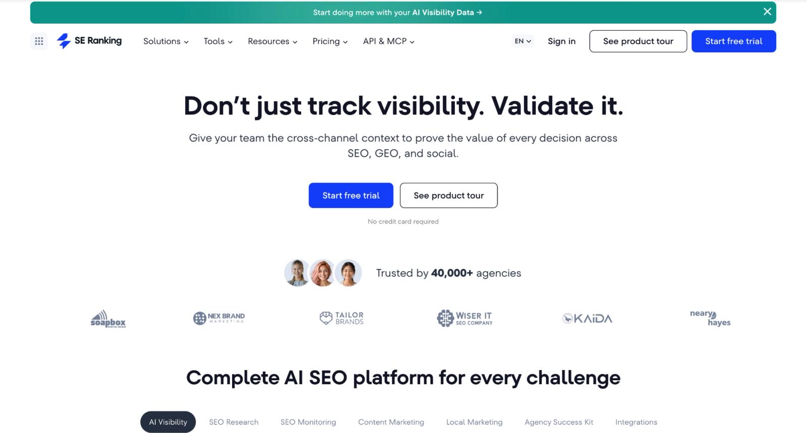 SE Ranking Homepage