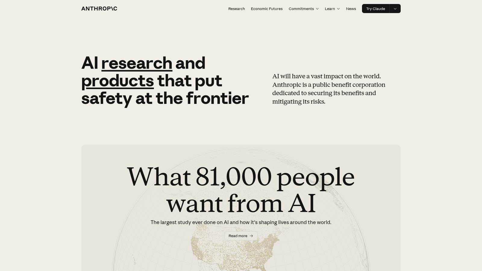 Claude (Anthropic) homepage
