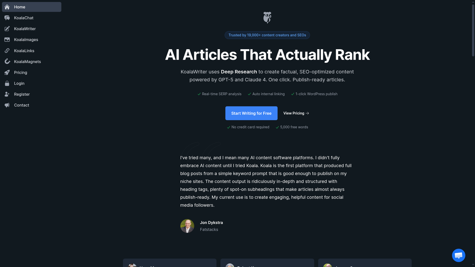 Koala AI homepage