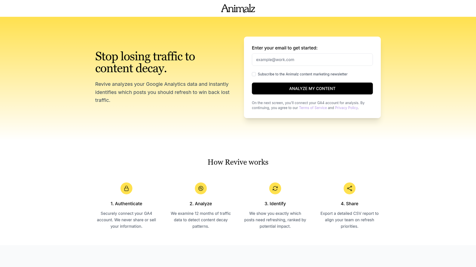 Animalz Revive homepage