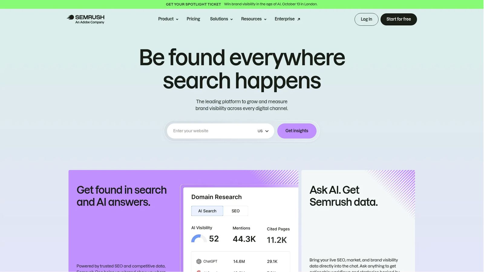 Semrush Homepage