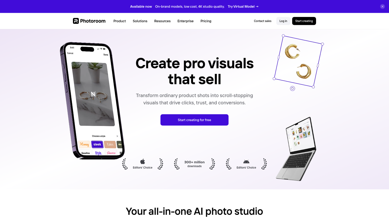 PhotoRoom homepage