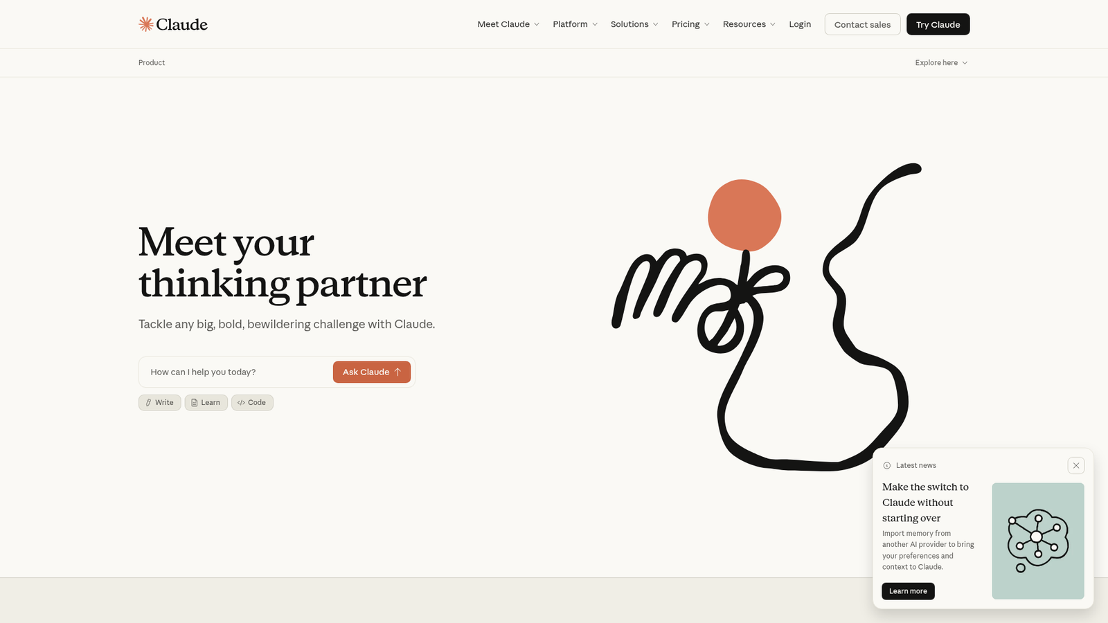 Claude homepage