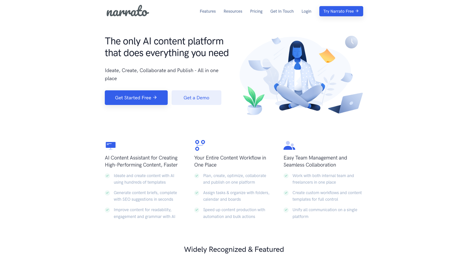 Narrato homepage