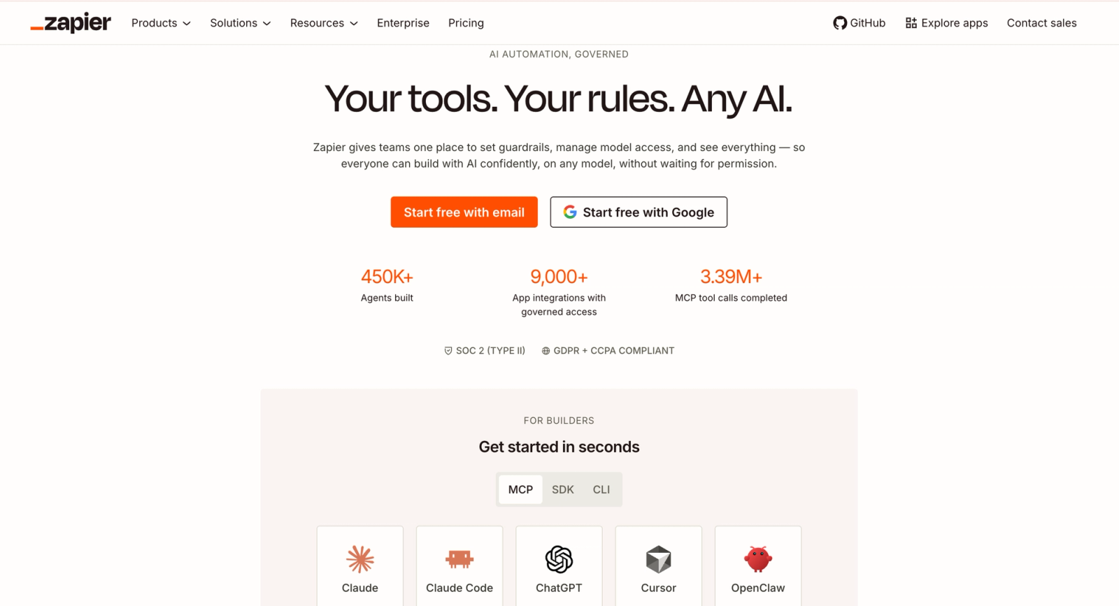 Zapier homepage