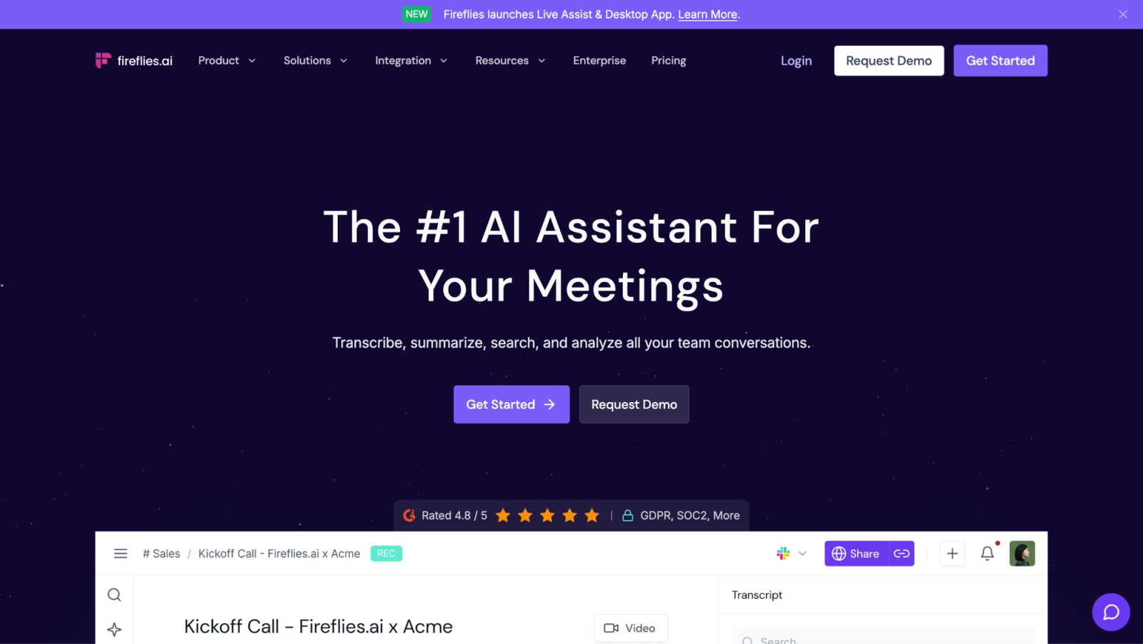 Fireflies.ai homepage