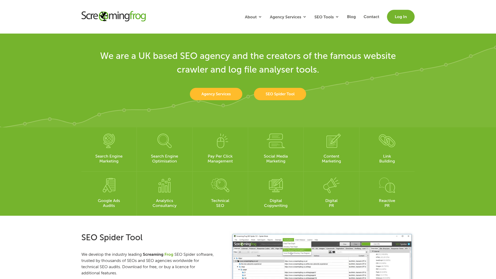 Screaming Frog homepage