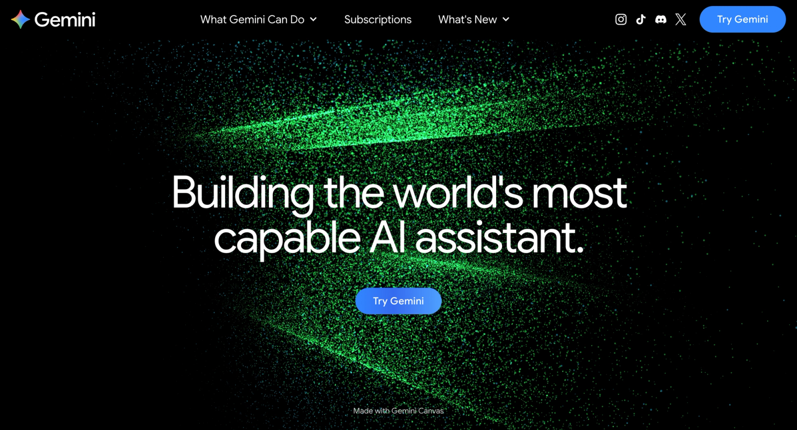 Google Gemini homepage