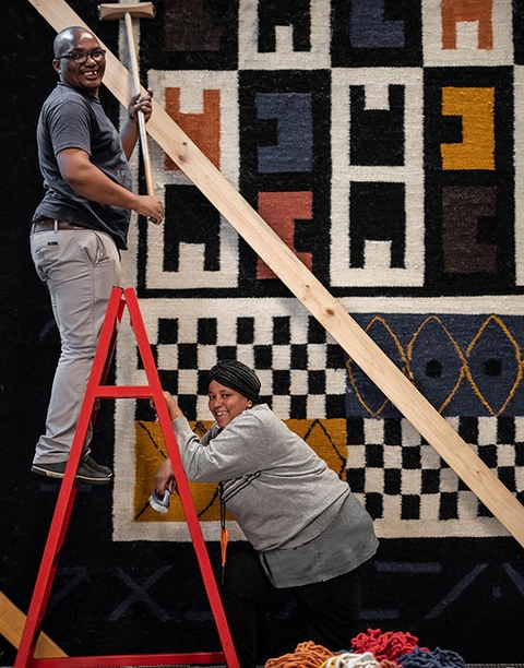 Coral & Hive’s monumental woven masterpiece for Xigera’s interiors