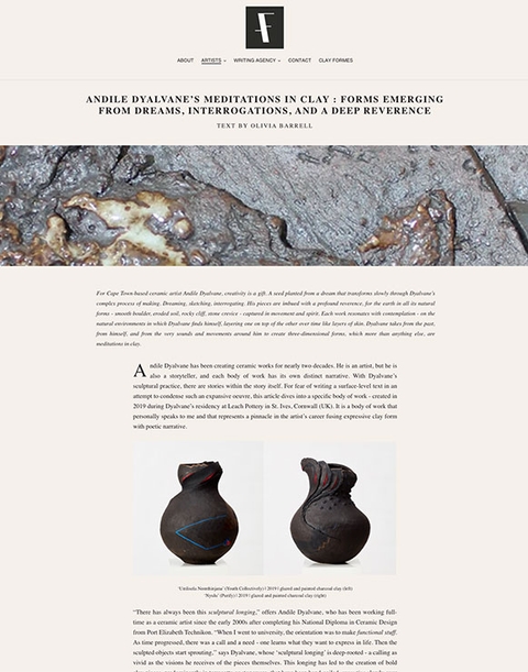 Art Formes, October 2021 - Andile Dyalvane’s Meditations in Clay: Forms Emerging From Dreams, Interrogations, and a Deep Reverence