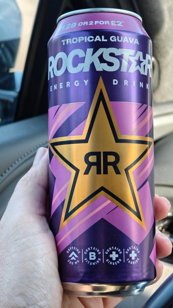 Rockstar Tropical Guava, the full can