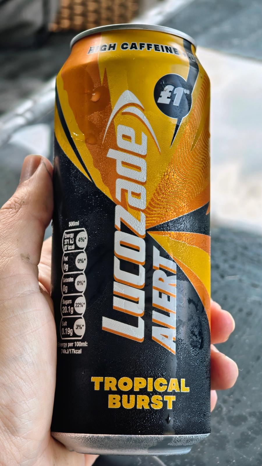 Lucozade Tropical Burst, hele boksen