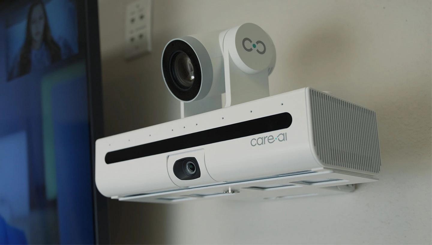 Care.ai room intelligence device mounted on a wall