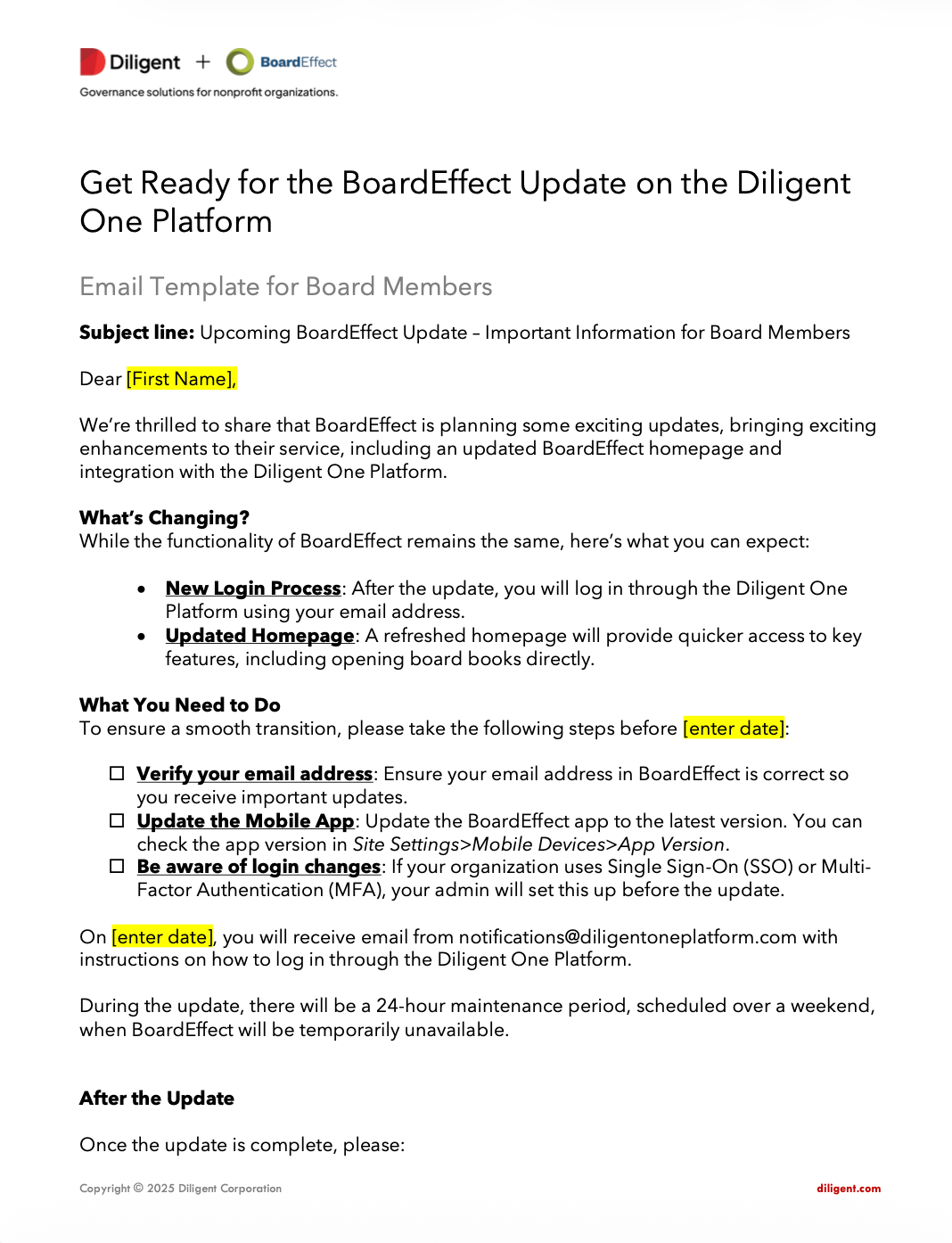 BoardEffect Email Template for Board Members