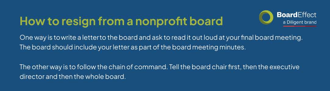 resigning from a nonprofit board