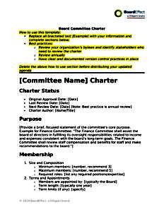 Board committee charter template